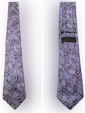 Jos A Bank Reserved Lavender and Purple Paisley Silk Tie